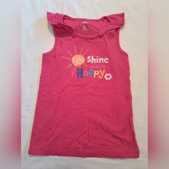Gymboree girls size 9 pink sunshine tank top with ruffle embroidered, VGUC - Picture 1 of 3